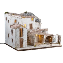 Pueblo Iluminado con fuente funcional cm 65x50x47 h