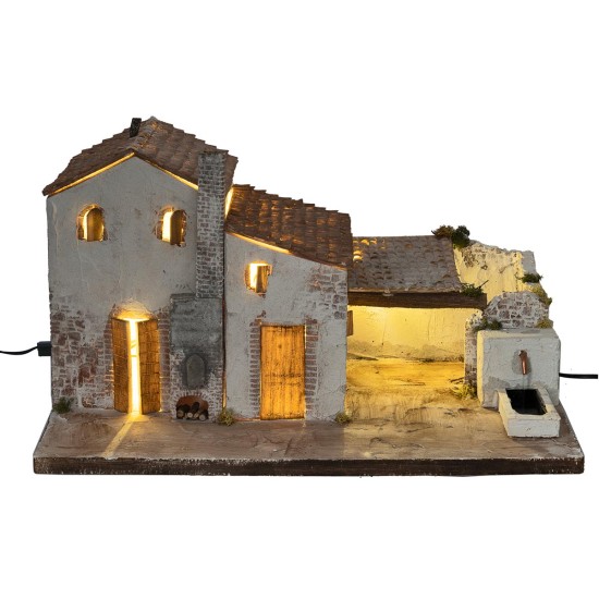 Illuminated Village with working fountain cm 60x40x34 h