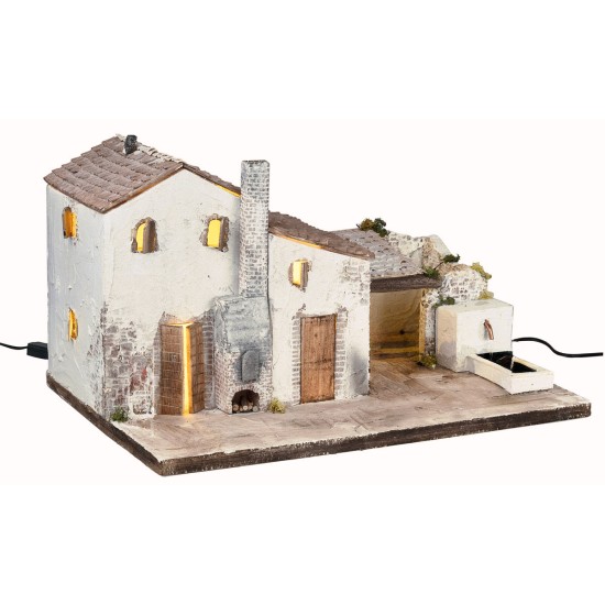 Illuminated Village with working fountain cm 60x40x34 h