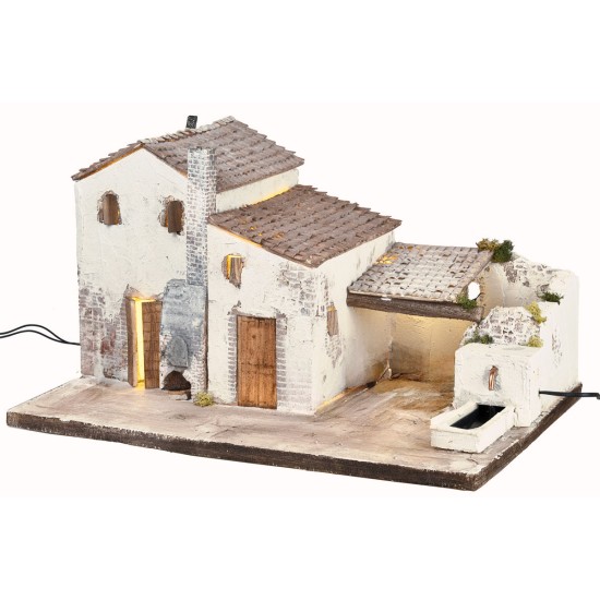 Aldea Iluminada con fuente funcionando cm 60x40x34 h