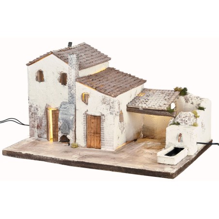 Illuminated Village with working fountain cm 60x40x34 h