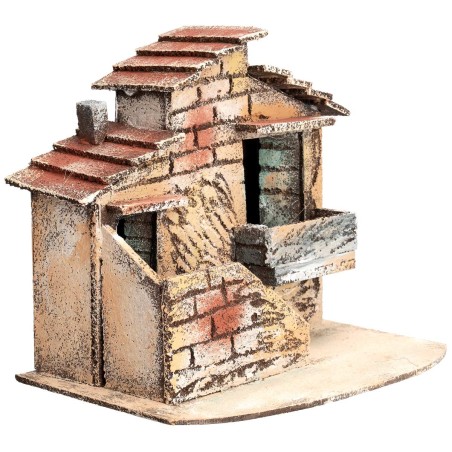 Casa napoletana con scala esterna cm 17x13x14,5 h per presepe