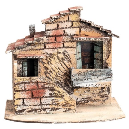 Casa napoletana con scala esterna cm 17x13x14,5 h per presepe