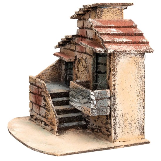 Casa napolitana con escalera exterior cm 17x13x14,5 h para belén