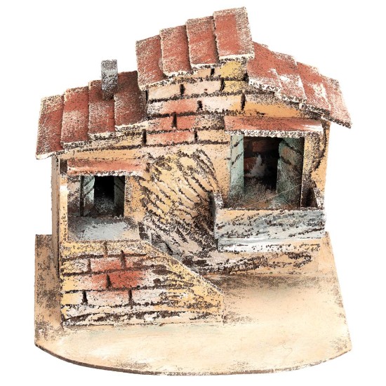 Neapolitan house with external staircase cm 17x13x14.5 h for nativity scene