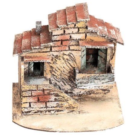 Casa napoletana con scala esterna cm 17x13x14,5 h per presepe