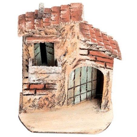 Neapolitan house with central arch cm 13x9.5x14.5 h for nativity scene