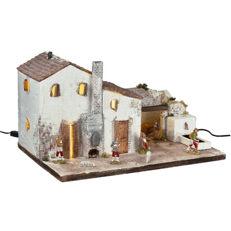 Pesebre Iluminado con fuente funcional cm 60x40x34 h para