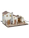 Presepe con statue Landi, luci e fontana funzionante cm