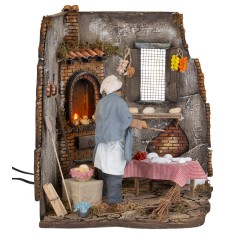 Panadero 30 cm en movimiento con fuego para pesebre Mundo Pesebres 2