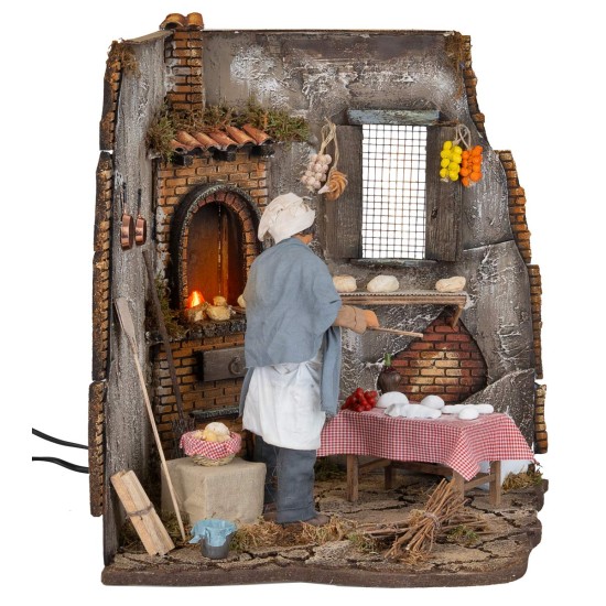 Fornaio 30 cm in movimento con fuoco per presepe Mondo Presepi
