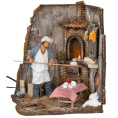 Fornaio 30 cm in movimento con fuoco per presepe Mondo Presepi
