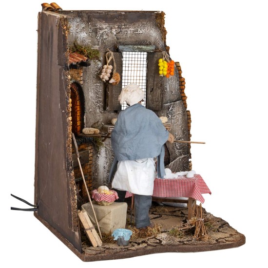 Panadero 30 cm en movimiento con fuego para pesebre Mundo Pesebres