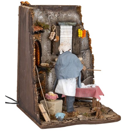 30 cm Moving Baker with Fire for Nativity Scene Mondo Presepi