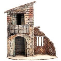 Neapolitan two-story house with side window cm 24.5x15.5x27 h