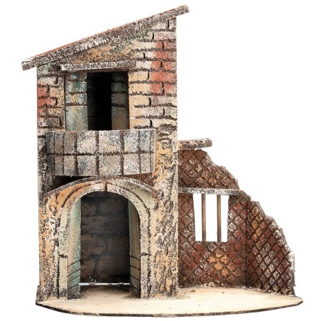 Neapolitan two-story house with side window cm 24.5x15.5x27 h