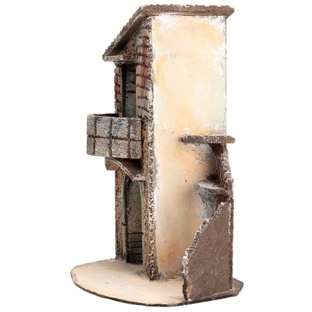 Neapolitan two-story house with side window cm 24.5x15.5x27 h