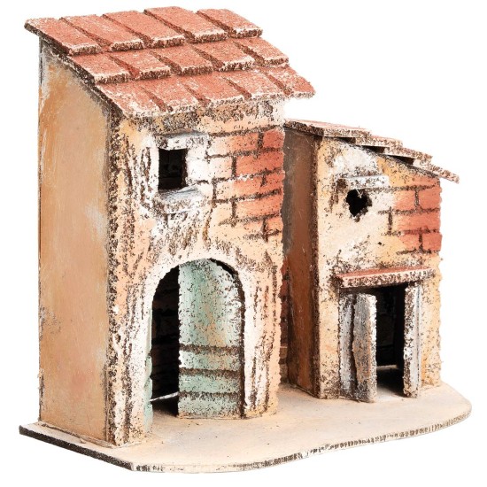 Gruppo di casette napoletane cm 18x9x14,5 h per presepe Mondo