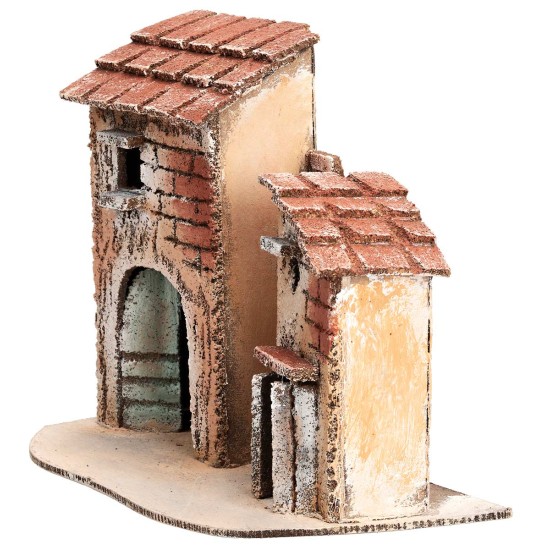 Gruppo di casette napoletane cm 18x9x14,5 h per presepe Mondo