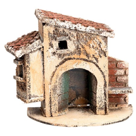 Casa napoletana con ampio arco cm 12x7x11,5 h per presepe Mondo