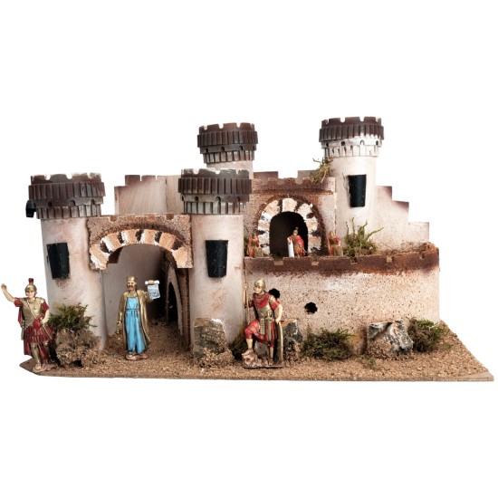 Castle with four battlemented towers cm 40.5x23x23.5 h for