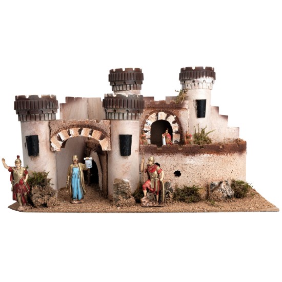 Castillo con cuatro torres almenadas cm 40,5x23x23,5 h