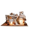 Presepe arabo con luci, fuoco e fontana cm 70x50x40 h per