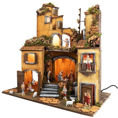 18th-century Neapolitan nativity scene with Landi statues