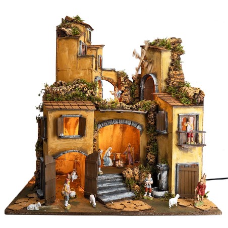 copia de Pesebre napolitano estilo 700 iluminado con molino a