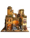 Presepe napoletano stile 700 con statue Landi, luci e mulino a