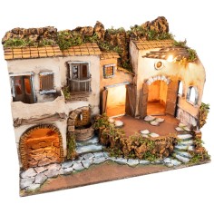 copy of 18th century Neapolitan nativity scene with lighting