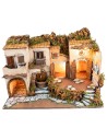 Borgo napoletano stile 700 illuminato con fontana cm 62x40x46 h