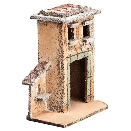 Casetta napoletana con portone cm 9,3x6x11 h per presepe Mondo