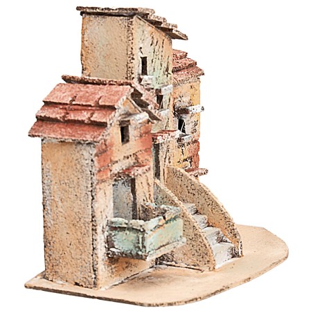 Gruppo di casette napoletane cm 18x11,6x15,7 h per presepe