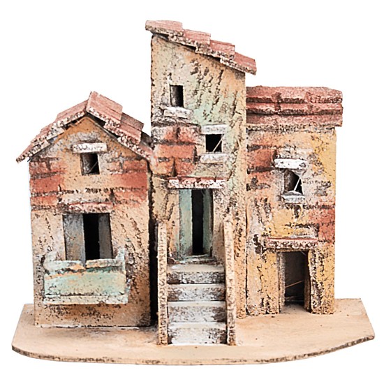 Group of Neapolitan houses cm 18x11.6x15.7 h for nativity scene