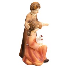 Niños con gallina serie 12 cm en resina para belén Mundo 2