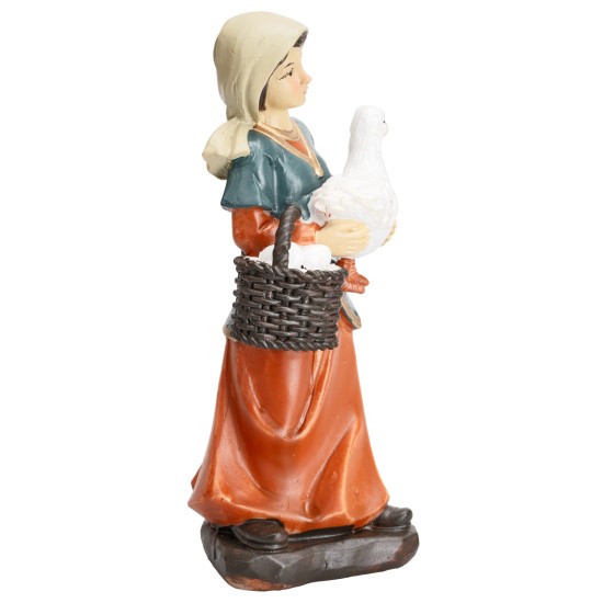 Woman with goose and basket of eggs series 15 cm in resin