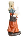 Donna con oca e cesto di uova serie 15 cm in resina per presepe