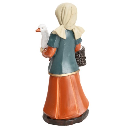 Donna con oca e cesto di uova serie 15 cm in resina per presepe