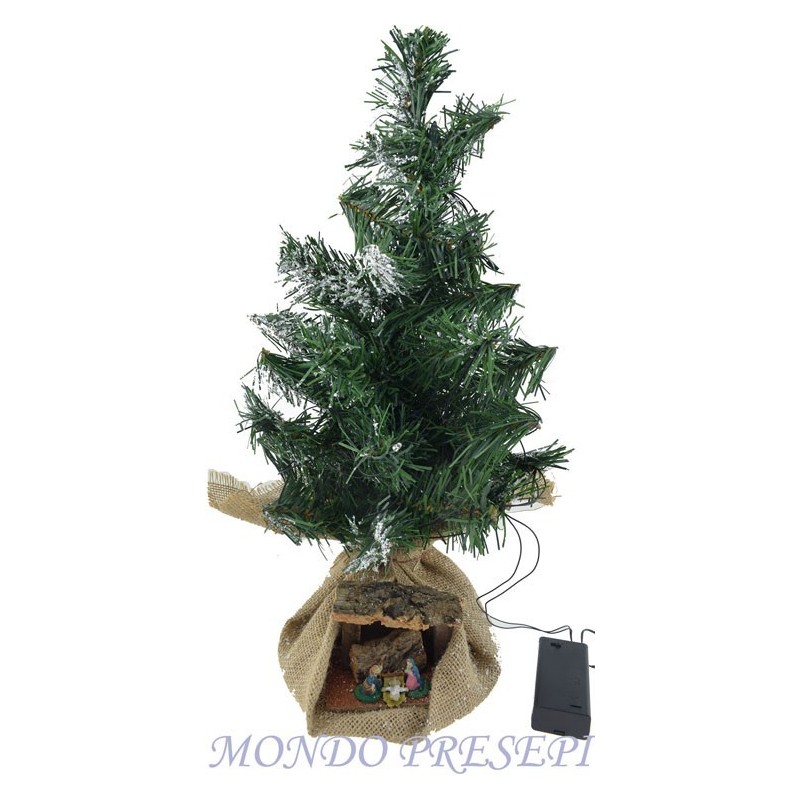Pine cm 42 led and hut with nativity