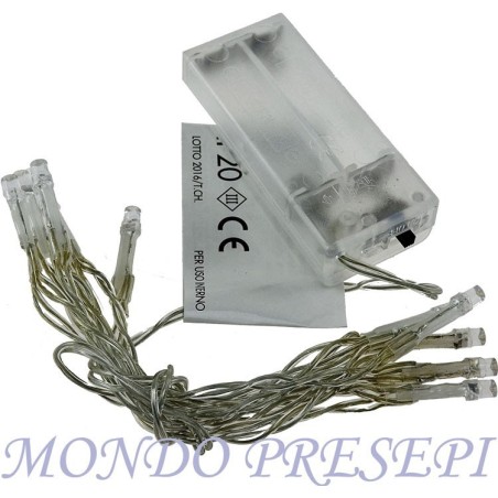 Serie de 10 luces LED de tono cálido a pilas Mondo Presepi.