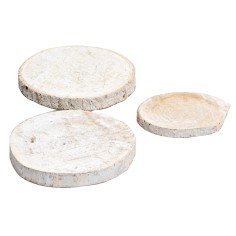 Conjunto de tres bases de madera blanqueada cm 1,2x9,5 h para belén Mondo