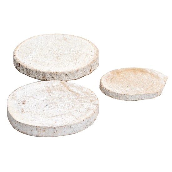 Set of three whitewashed wooden bases cm 1.2x9.5 h for Mondo nativity scene