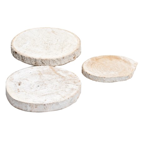 Set of three whitewashed wooden bases cm 1.2x9.5 h for Mondo nativity scene