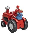 Papá Noel en el tractor con paquetes de regalos completo de luz y