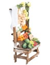 Banco con frutta e ortaggi vari cm 8,8x5x17 h per presepe Mondo