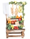 Banco con frutta e ortaggi vari cm 8,8x5x17 h per presepe Mondo