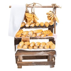 Banco con pane cm 8,5x4,3x12,8 h per presepe Mondo Presepi