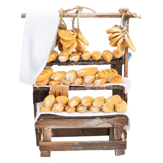 Bench with bread cm 8.5x4.3x12.8 h for nativity scene Mondo Presepi