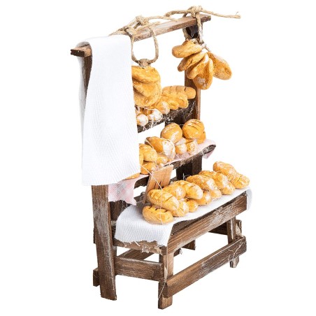 Bench with bread cm 8.5x4.3x12.8 h for nativity scene Mondo Presepi